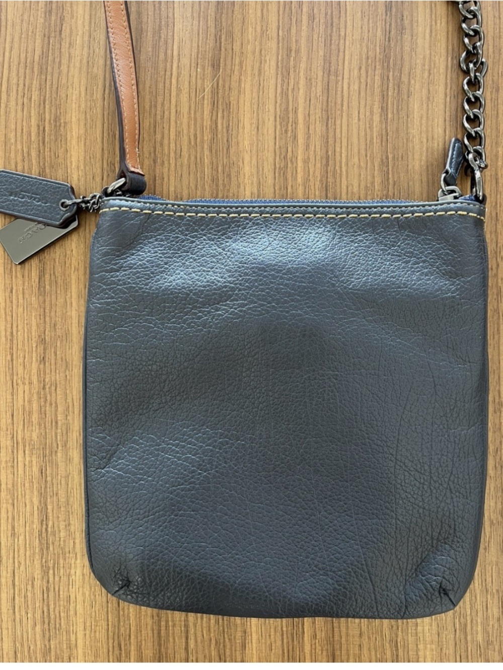 NWOT Coach Swagger Denim Crossbody Messenger Bag in Blue with Black Trim - Picture 2 of 8